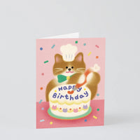 Happy Birthday Baking Cat Greeting Card