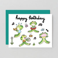Happy Birthday Frog Band Greeting Card