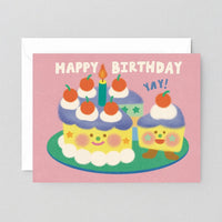 Happy Birthday Yay Cake & Slice Greeting Card