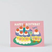 Happy Birthday Yay Cake & Slice Greeting Card