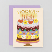 Hooray Happy Birthday Cake Greeting Card