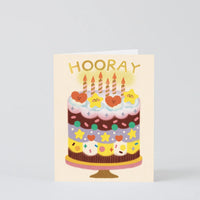 Hooray Happy Birthday Cake Greeting Card