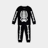 Skeleton Glow in the Dark Print on Black PJ Set - Parkette.