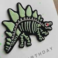 Dinosaur Skeleton Patch Birthday Card - Parkette.