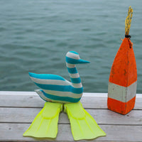 Swan Pillow in Cyan White Stripe - Parkette.