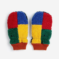 Kids Color Block Sheepskin Mittens - Multicolor - Parkette.
