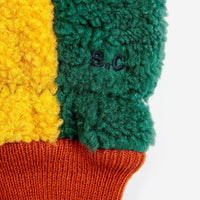 Kids Color Block Sheepskin Mittens - Multicolor - Parkette.