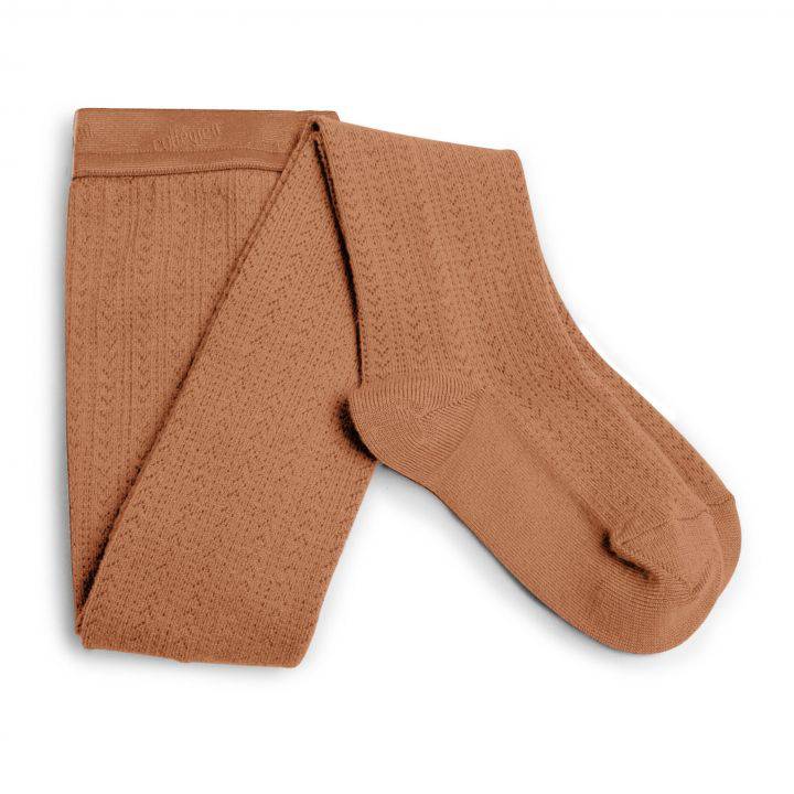 Angelique Pointelle Merino Wool Tights - Caramel - Parkette.