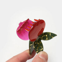Red Pomegranate Fruit Hair Claw with Butterfly Clip Handle - Parkette.