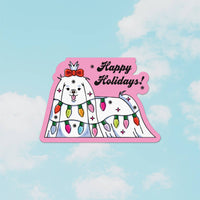 Christmas Lights Dog Greeting Card - Parkette.