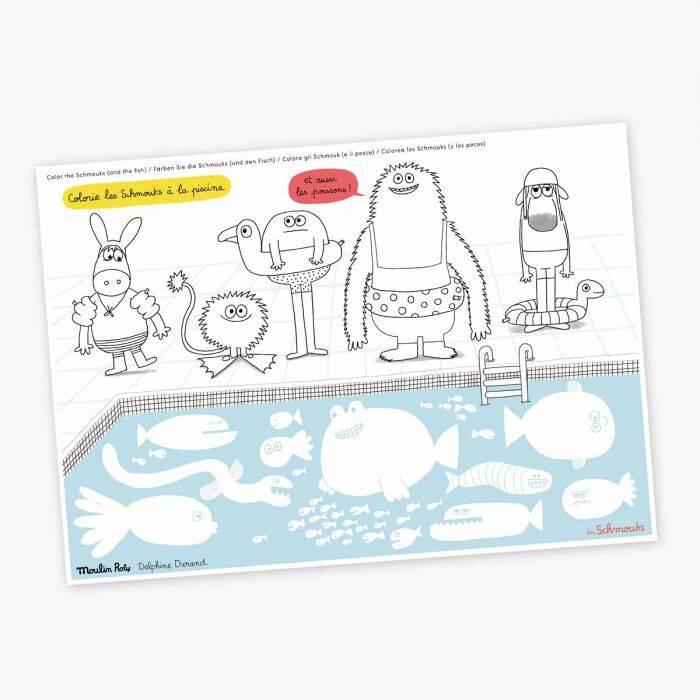 Les Schmouks Colouring Activity Placemats (40 sheets) - Parkette.