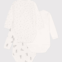 Long Sleeved Cotton Wrapover Bodysuits 3-pack - Bunnies - Parkette.