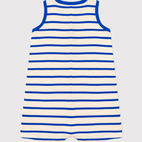 Blue and White Striped Rib-Knit Playsuit - Parkette.