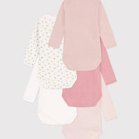 LONG-SLEEVED WRAPOVER PRINTED COTTON BODYSUITS - PACK OF 5 (Tulips) - Parkette.