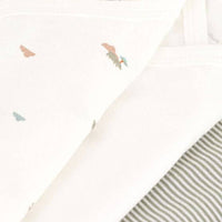 Wrapover Short-Sleeved Printed Cotton Bodysuit - Pack of 3 (Hippos) - Parkette.