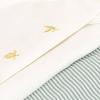 Wrapover Short-Sleeved Printed Cotton Bodysuit - Pack of 3 (Turtles) - Parkette.