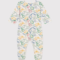 Babies Floral Pattern Velour Footed Pajamas - Parkette.