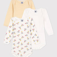 Long Sleeved Cotton Bodysuits 3-Pack - Bonnets - Parkette.