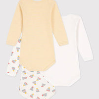 Long Sleeved Cotton Bodysuits 3-Pack - Bonnets - Parkette.