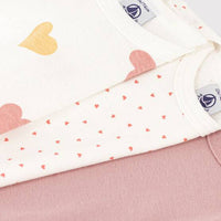 Long Sleeved Cotton Bodysuits 3-Pack - Hearts - Parkette.