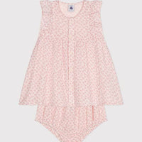 BABIES' COTTON GAUZE SHORT-SLEEVED DRESS AND BLOOMERS - Parkette.