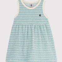SLEEVELESS STRIPED BRUSHED TERRY TOWELLING DRESS - Parkette.