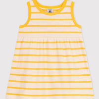 SLEEVELESS STRIPED RIB-KNIT DRESS - Parkette.