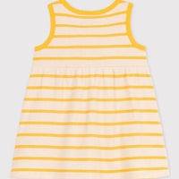 SLEEVELESS STRIPED RIB-KNIT DRESS - Parkette.