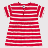 STRIPED SHORT-SLEEVED JERSEY DRESS - Parkette.