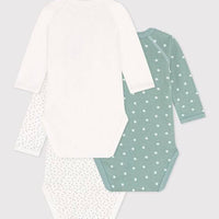 Long Sleeved Wrapover Cotton Bodysuits 3-pack - Stars - Parkette.