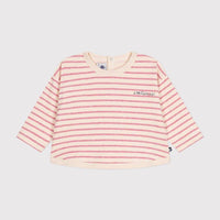 Babies Long Sleeved Tube Knit T Shirt - Pink - Parkette.