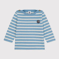 BABIES' THICK JERSEY BRETON TOP - BLUE - Parkette.