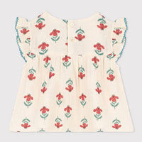 SHORT-SLEEVED PATTERNED COTTON GAUZE BLOUSE - Parkette.