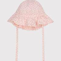 BABIES' PINK FLORAL COTTON GAUZE SUN HAT - Parkette.