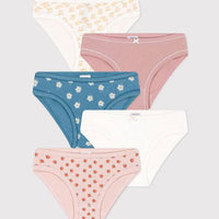 Girls' Flower Cotton Briefs - 5 Pack - Parkette.