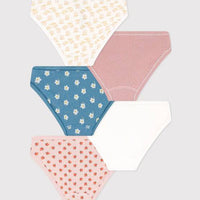 Girls' Flower Cotton Briefs - 5 Pack - Parkette.
