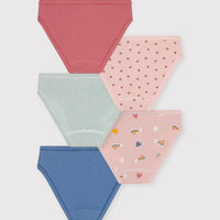 Kids Heart Patterned Cotton Briefs - 5-Pack - Parkette.