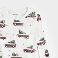 Station Wagon Print on Off-White PJ Set - Parkette.