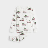 Station Wagon Print on Off-White PJ Set - Parkette.