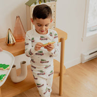 Station Wagon Print on Off-White PJ Set - Parkette.