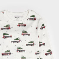 Station Wagon Print on Off-White Women's PJ Set - Parkette.