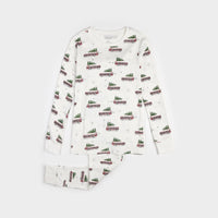 Station Wagon Print on Off-White Women's PJ Set - Parkette.