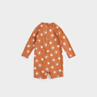 Sun Print On Apricot Long-Sleeve Swim Romper - Parkette.