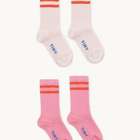Soft Pink and Powder Pink Stripes Medium Socks Pack - Parkette.