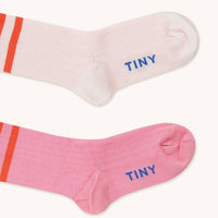 Soft Pink and Powder Pink Stripes Medium Socks Pack - Parkette.