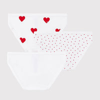 Girls' Heart Patterned Cotton Briefs 3 Pack - Parkette.