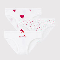 Girls' Heart Patterned Cotton Briefs 3 Pack - Parkette.