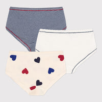 Heart Patterned Girls' Cotton Briefs 3 Pack - Parkette.