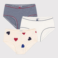 Heart Patterned Girls' Cotton Briefs 3 Pack - Parkette.