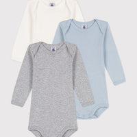 Long-Sleeved Cotton Bodysuit 3-Pack - Parkette.